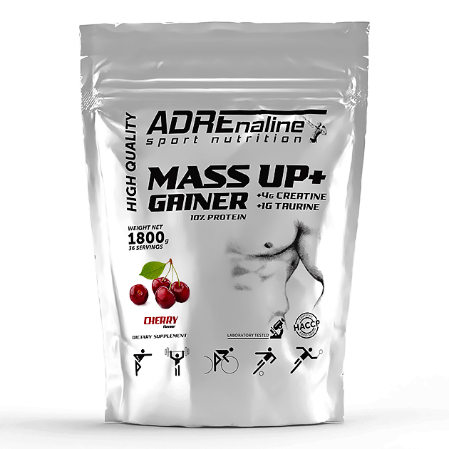 Гейнер Adrenaline Gainer Mass Up 1800 г Вишня Гейнер Adrenaline Gainer Mass Up 1800 г Вишня