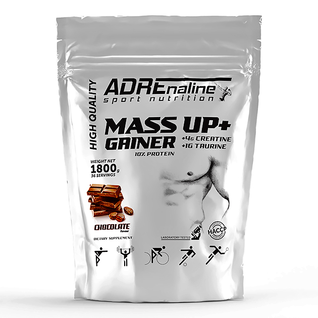 Гейнер Adrenaline Gainer Mass Up 1800 г Шоколад Гейнер Adrenaline Gainer Mass Up 1800 г Шоколад