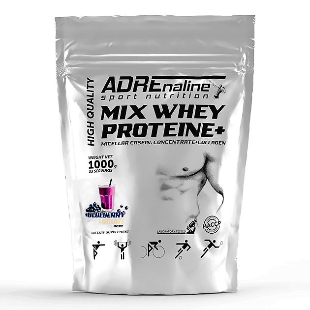 Протеин Adrenaline Mix Whey Protein 1000 г Черника-йогурт Протеин Adrenaline Mix Whey Protein 1000 г Черника-йогурт