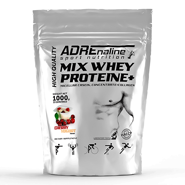 Протеин Adrenaline Mix Whey Protein 1000 г Малина-йогурт Протеин Adrenaline Mix Whey Protein 1000 г Малина-йогурт