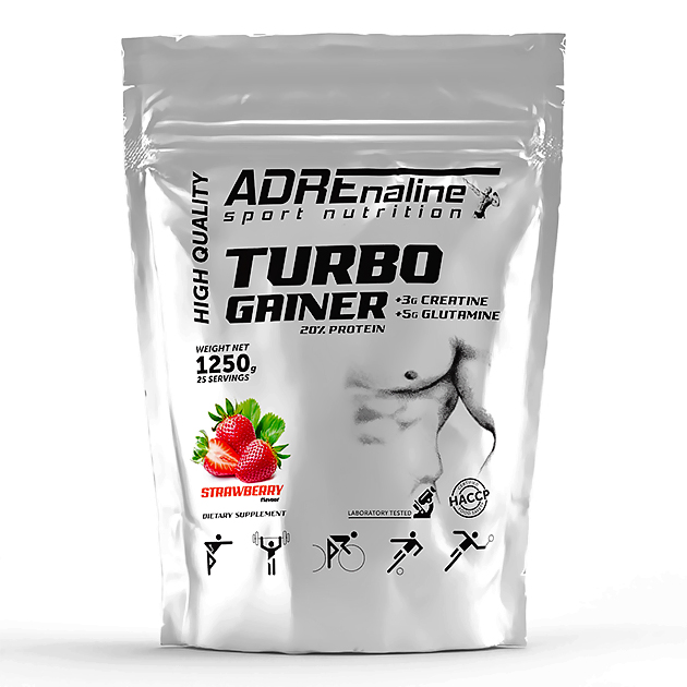 Гейнер Adrenaline Turbo Gainer 1250 г Клубника Гейнер Adrenaline Turbo Gainer 1250 г Клубника
