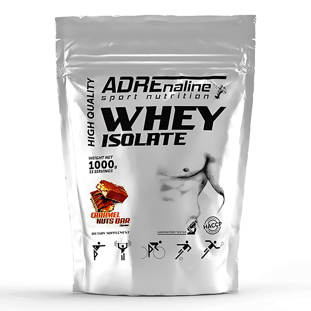 Протеин Adrenaline Whey Isolate 1000 г Карамель-орех Протеин Adrenaline Whey Isolate 1000 г Карамель-орех