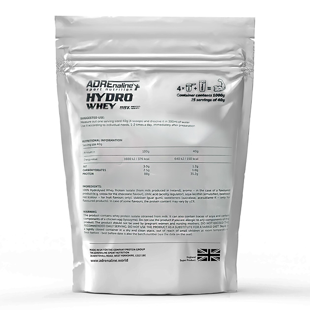 Протеїн Adrenaline Hydro Whey 1000 г Шоколад-1 Протеїн Adrenaline Hydro Whey 1000 г Шоколад-1