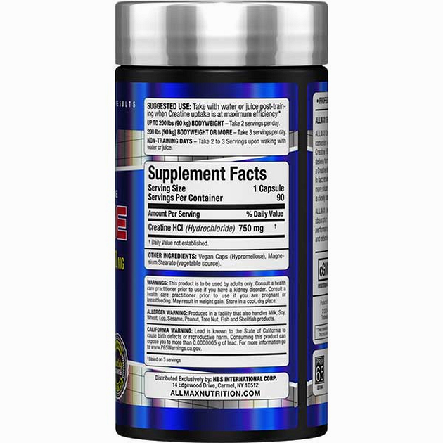 Креатин гідрохлорид AllMax Essentials Creatine HCI 750 mg 90 кап-1 Креатин гідрохлорид AllMax Essentials Creatine HCI 750 mg 90 кап-1
