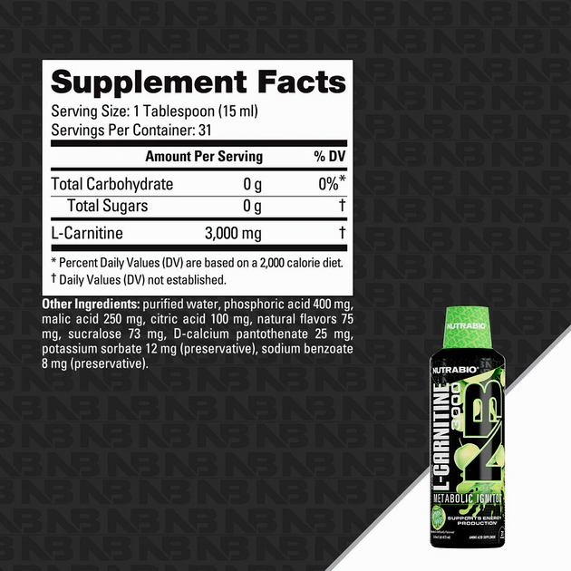 L-Карнитин NutraBio L-Carnitine Liquid Shots 474 мл Зеленое яблоко-1 L-Карнитин NutraBio L-Carnitine Liquid Shots 474 мл Зеленое яблоко-1