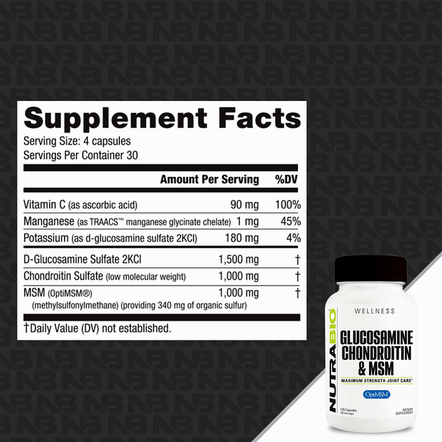 Для восстановления суставов NutraBio Glucosamine Chondroitin OptiMSM 120 кап -1 Для восстановления суставов NutraBio Glucosamine Chondroitin OptiMSM 120 кап -1