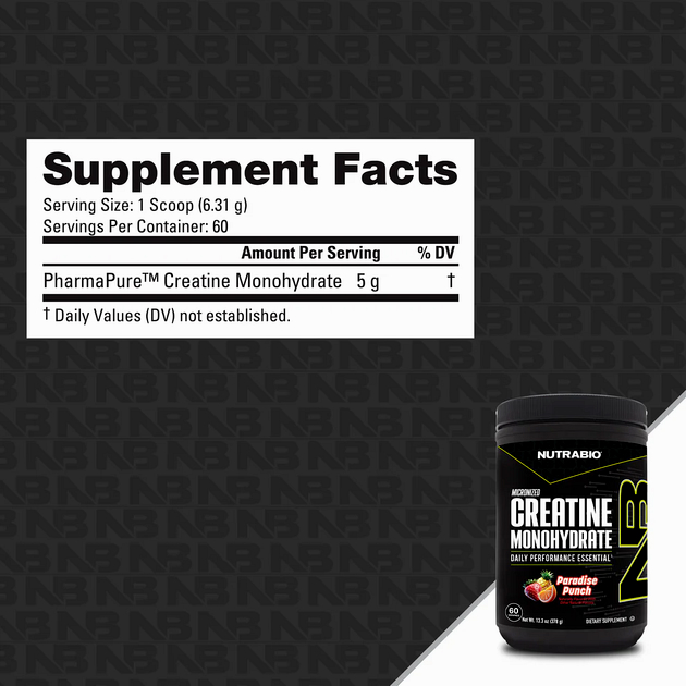 Креатин моногидрат NutraBio Creatine Monohydrate 378 г Райский пунш-1 Креатин моногидрат NutraBio Creatine Monohydrate 378 г Райский пунш-1