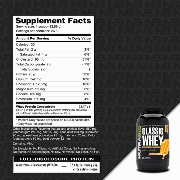 Сывороточный протеин NutraBio Classic Whey Protein 900 г Апельсиновая мечта-1 Сывороточный протеин NutraBio Classic Whey Protein 900 г Апельсиновая мечта-1