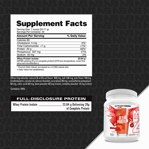 Изолят сывороточный NutraBio Clear Isolate 510 г Арбузный бриз-1 Изолят сывороточный NutraBio Clear Isolate 510 г Арбузный бриз-1