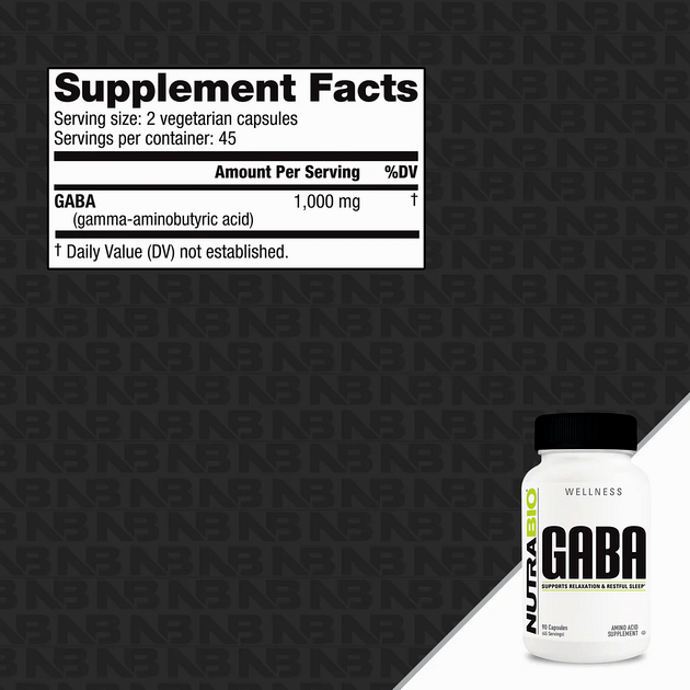 Нейромедиатор NutraBio GABA 500 mg 90 кап -1 Нейромедиатор NutraBio GABA 500 mg 90 кап -1