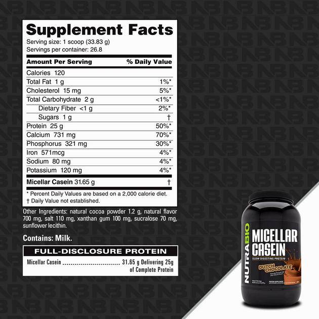 Мицеллярный казеин NutraBio Micellar Casein 900 г Голландский шоколад-1 Мицеллярный казеин NutraBio Micellar Casein 900 г Голландский шоколад-1