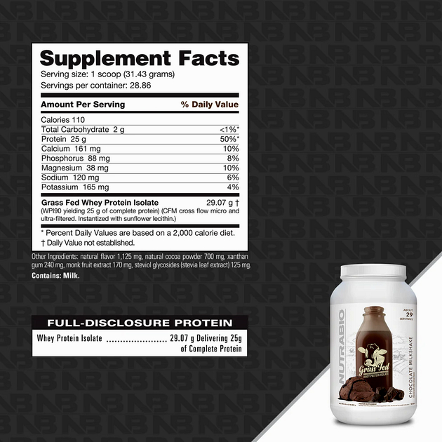 Изолят сывороточный NutraBio Grass-Fed Whey Protein Isolate 900 г Шоколад-1 Изолят сывороточный NutraBio Grass-Fed Whey Protein Isolate 900 г Шоколад-1