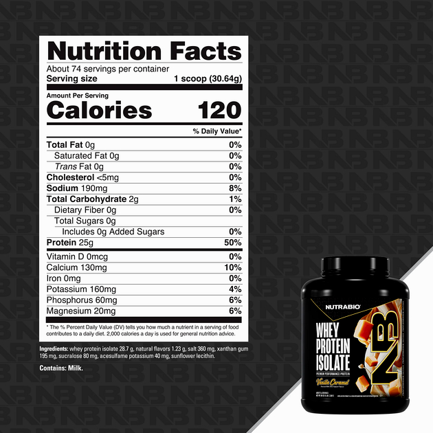 Изолят сывороточный NutraBio Whey Protein Isolate 2300 г Ванильно карамель-1 Изолят сывороточный NutraBio Whey Protein Isolate 2300 г Ванильно карамель-1